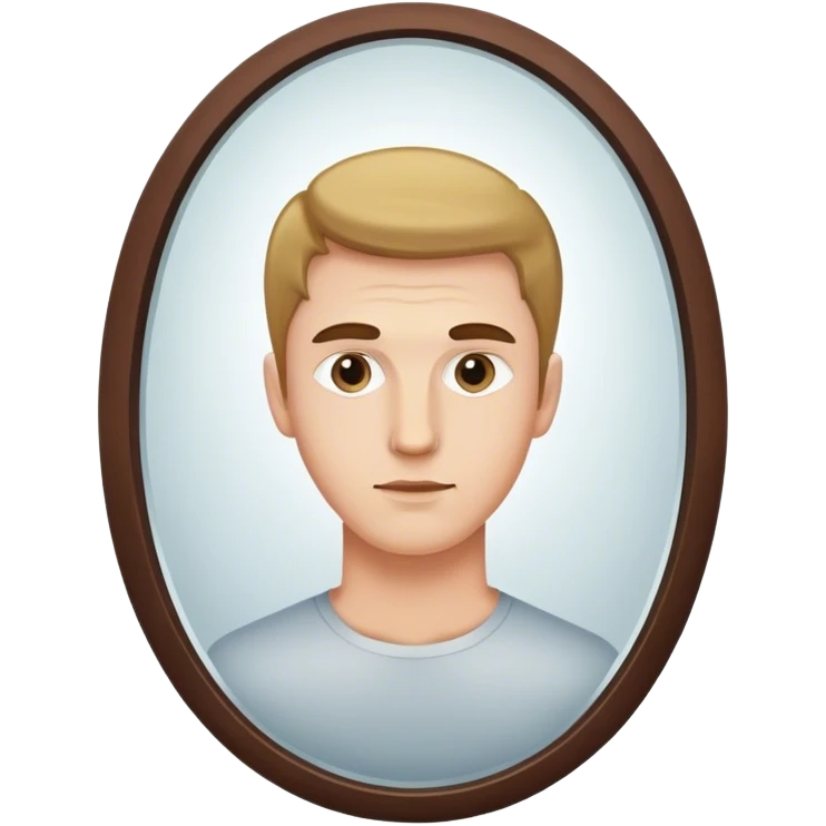 person caucasian man looking at me through a mirror. standing there emoji