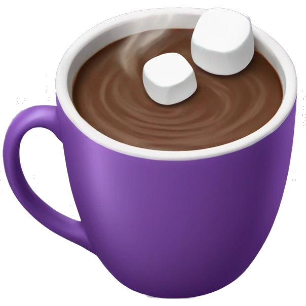 hot chocolate + marshmallows + purple mug emoji