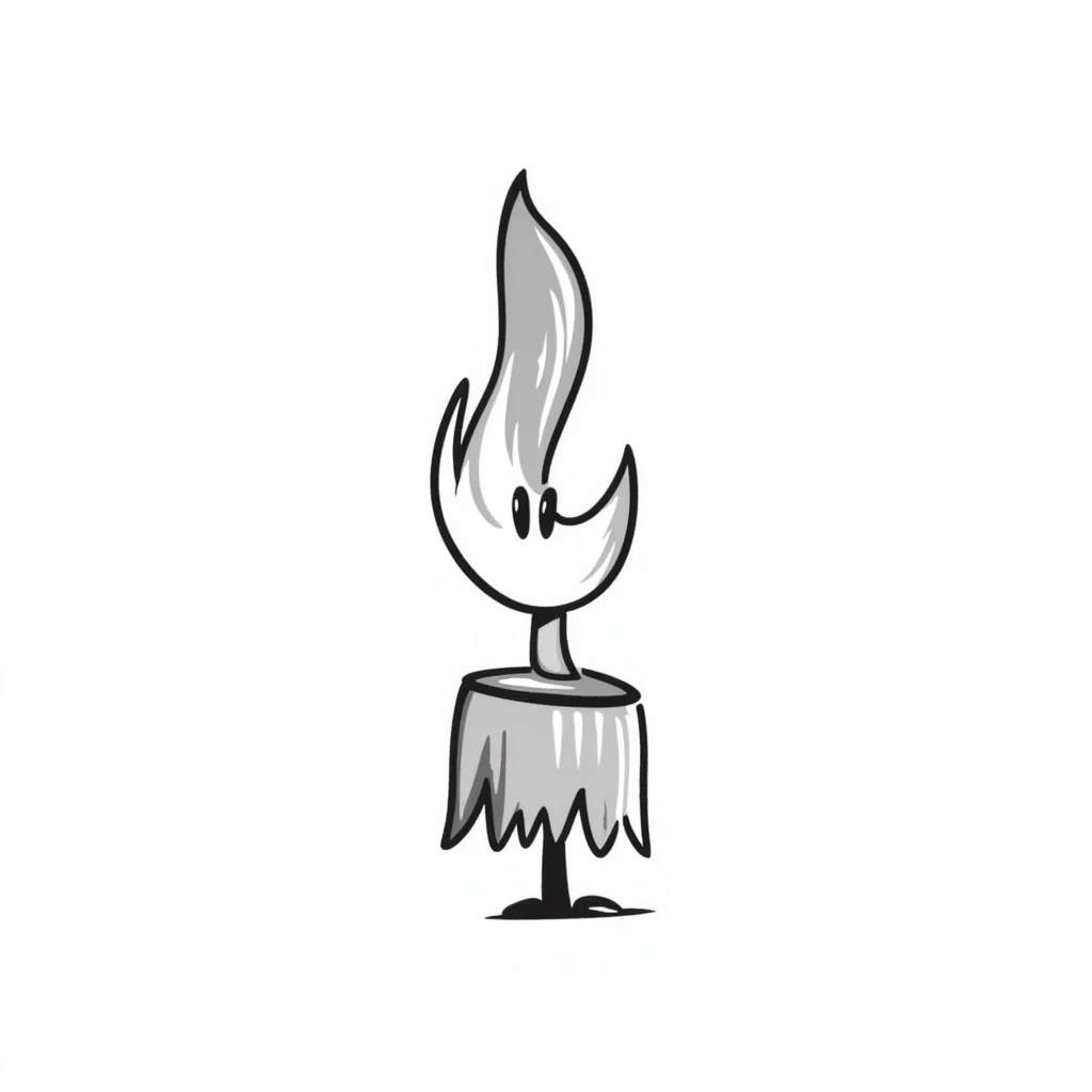 A paintbrush morphing into a silver metal human figure emblem sculpture, representing artistic identity, with a shiny silver finish emoji