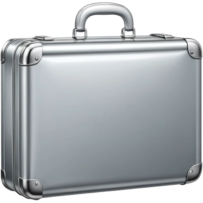 A luxury briefcase emoji made of polished silver chrome, smooth rectangular shape, metallic reflections, minimal high-end design, swag business aesthetic, iOS emoji style, centered, clean white background
 emoji