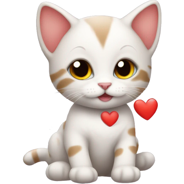 Baby cat with red hearts around it emoji