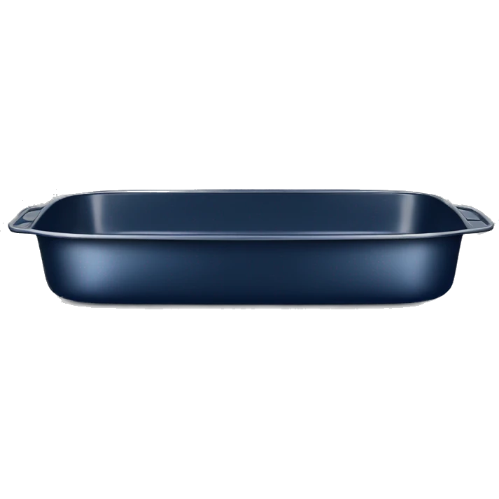 Realistic empty metallic navy blue baking pan with handles emoji
