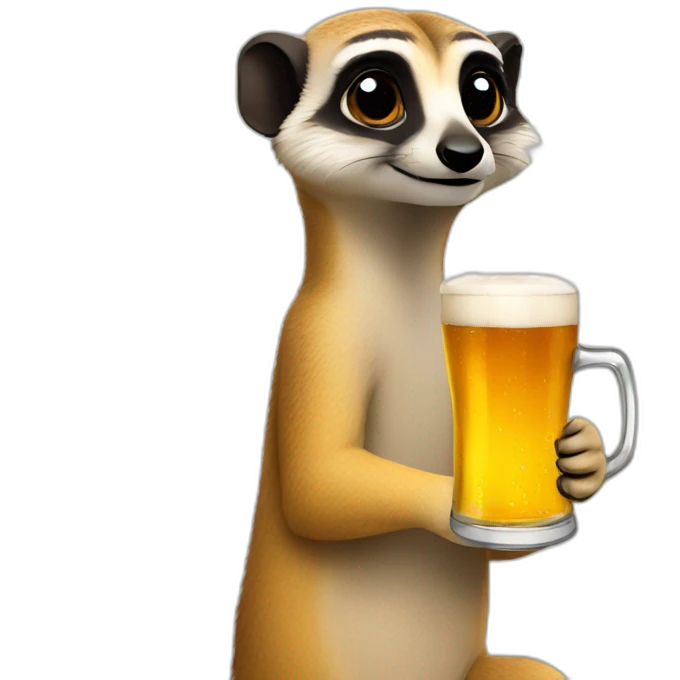 Meerkat drinking a beer emoji