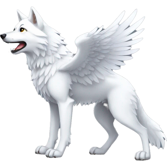 White Winged Wolf full body emoji