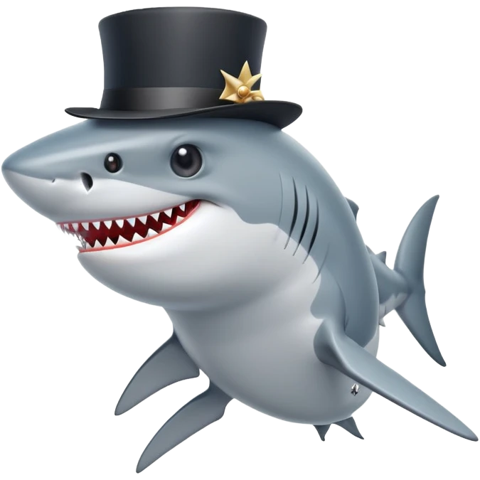 Shark with a top hat emoji
