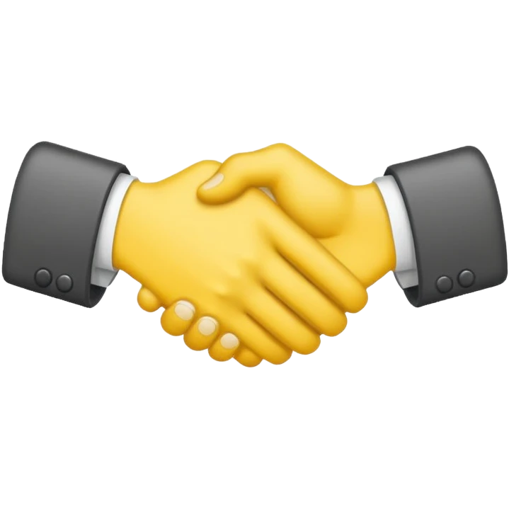 Graphic: 🤝 Handshake icon (white with yellow outline).
Animation: Hands meet, shake slightly.
Background: Transparent.
 emoji