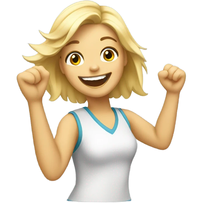 Blonde girl cheering her hero emoji