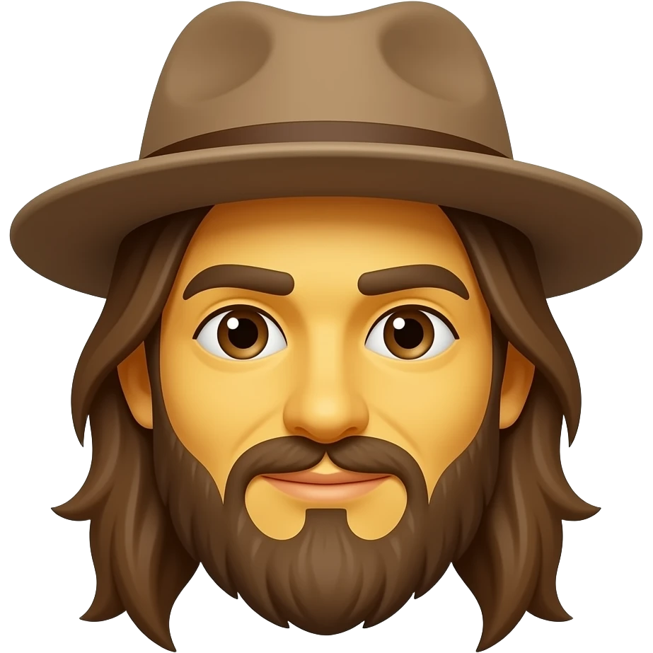 Emoji con pelo largo gorra y barba cara amarilla emoji