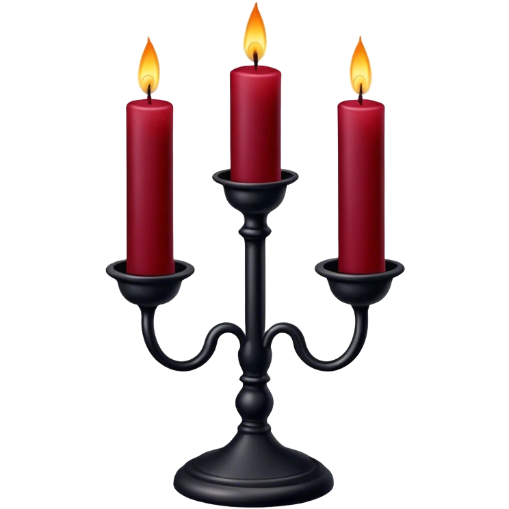 Dark-maroom-Red candle on a black stand emoji
