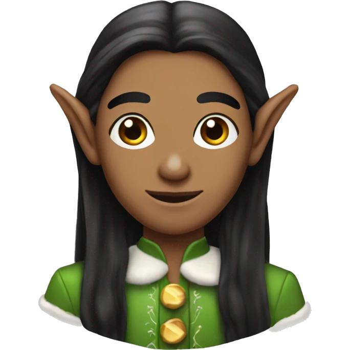 Elf gift with long black hair emoji