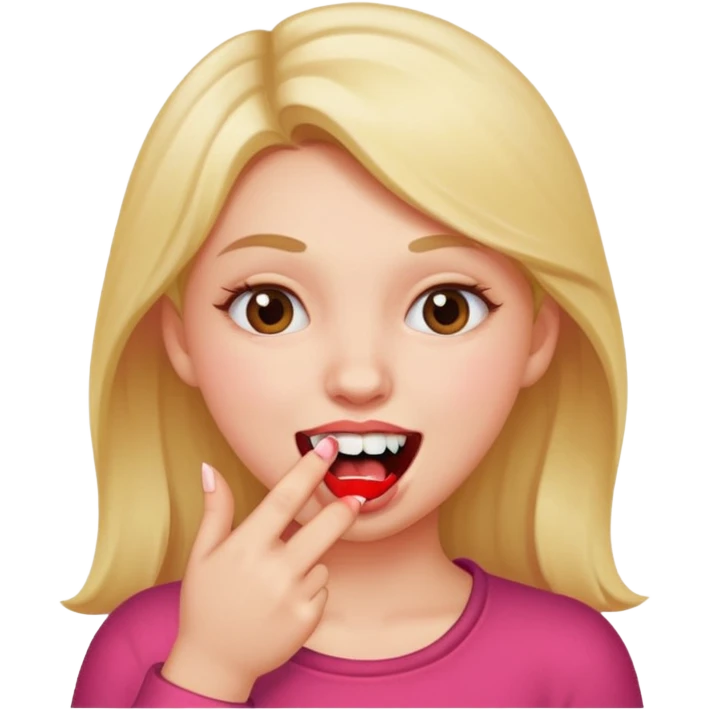 Girl biting finger with teeth emoji