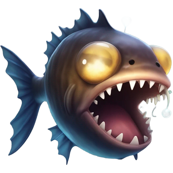 Anglerfish with glowing lure, sharp teeth, and big eyes. emoji