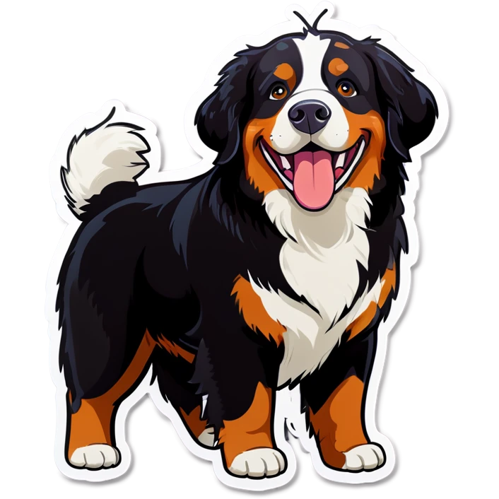 Bernese mountain dog smiling wide and happy  emoji