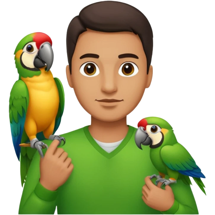 Man mit grünzügler papagei emoji