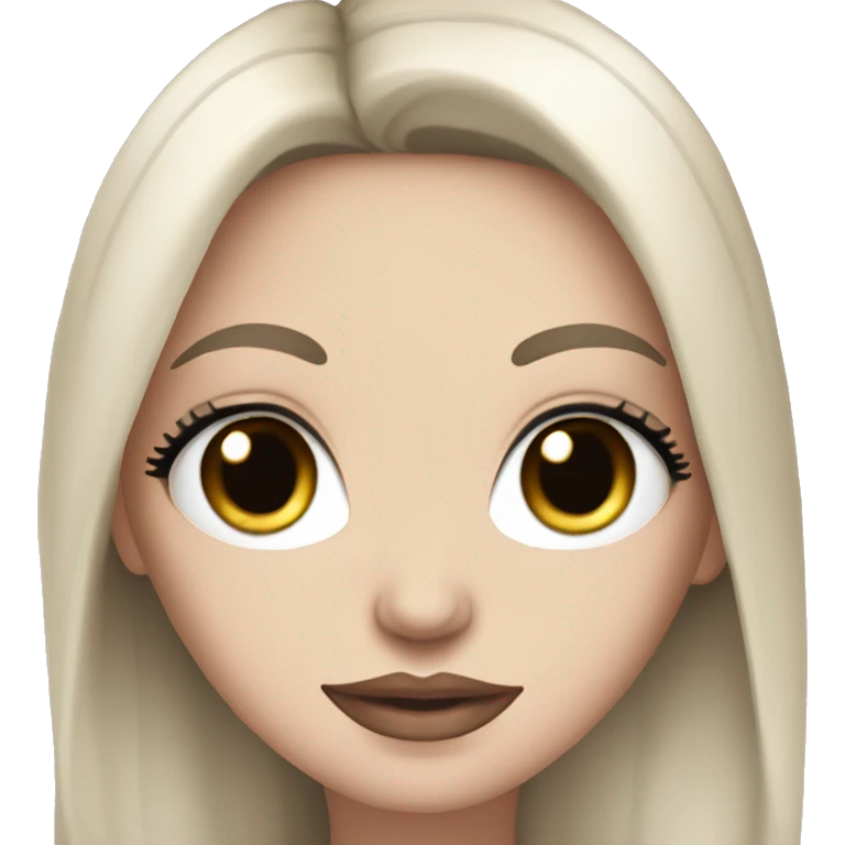 White girl, with long black hair, with blue eyes, with soft pink plump lips, with eyelashes  emoji