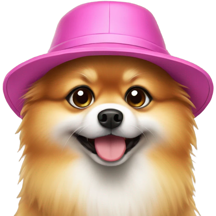 Pomeranian wearing a bucket hat emoji