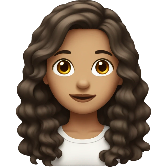 girl with wavy dark brown hair and brown eyrs emoji