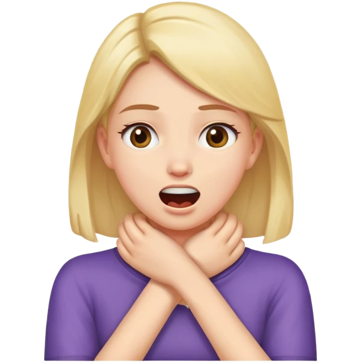 A girl with hands crossed over neck with mouth open emoji