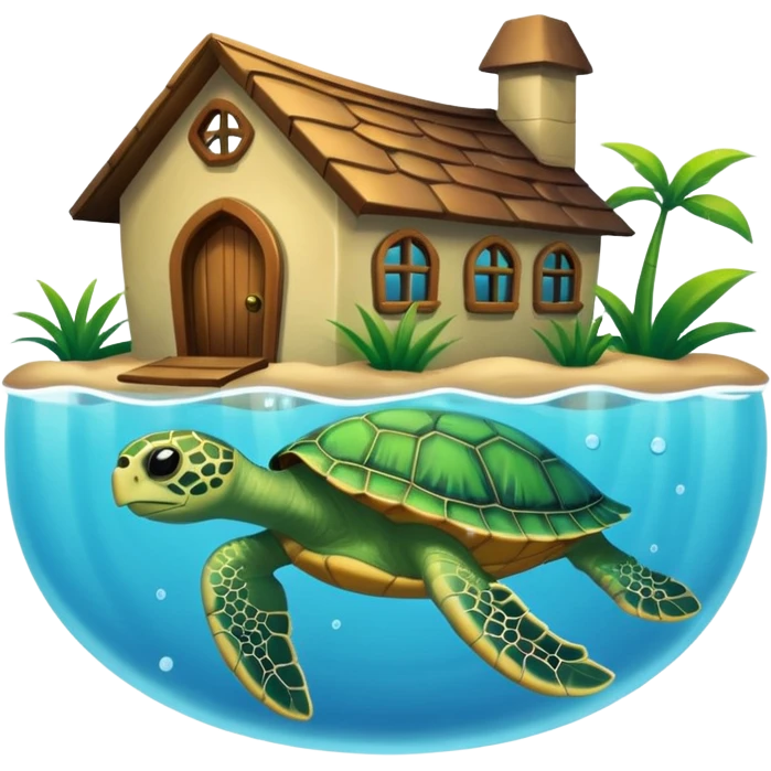 pet turtle in water house emoji