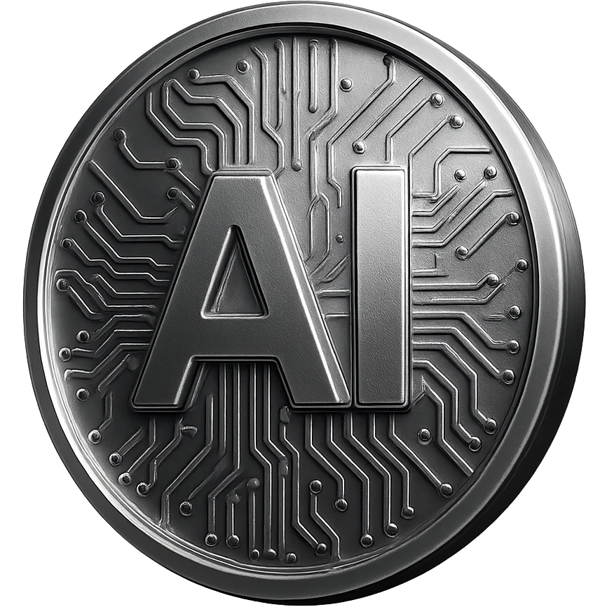 circular circuit board with 'AI' in the center, detailed electronic lines emoji