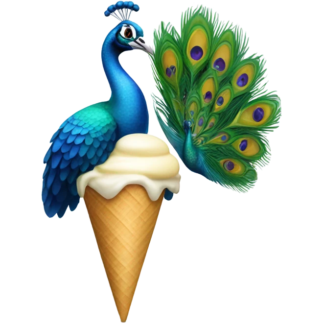 Peacock holding vanilla ice cream emoji