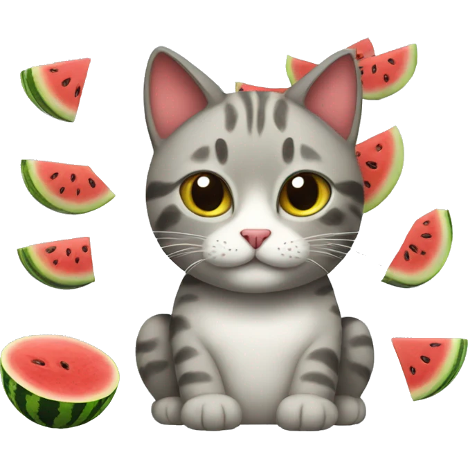 Cat with a watermelon on its head emoji