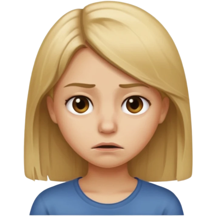girl with dirty blond straight hair who looks disgusted emoji