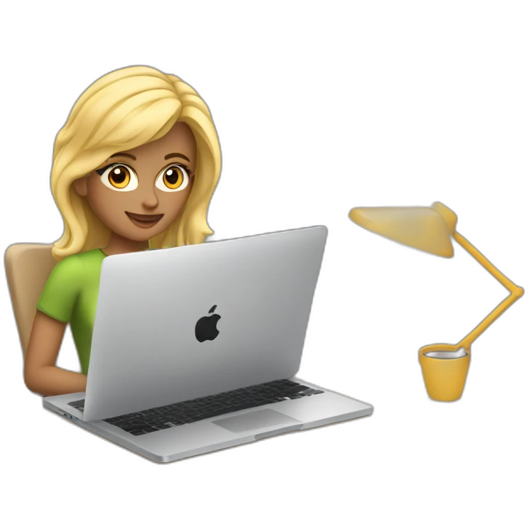 blonde female software engineer with Macbook on the side emoji