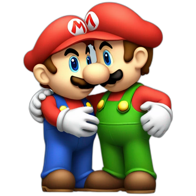 mario kissing luigi emoji