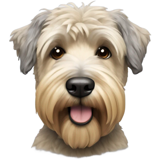 Hyper realistic soft coated Wheaton terrier with grey ears and short hair on it head emoji
