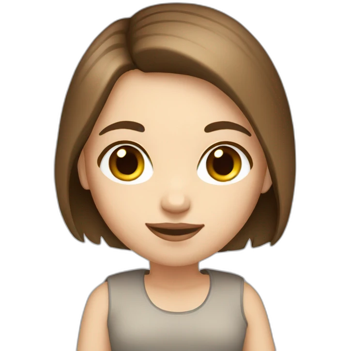 white girl brown hair with laptop emoji