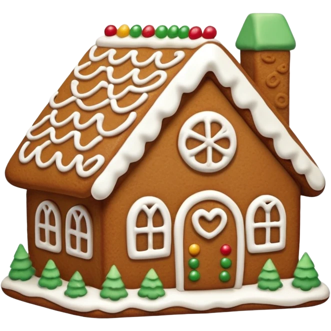 gingerbread house cookie with white icing emoji
