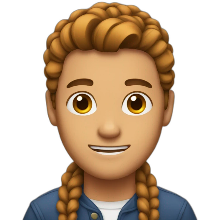 Guy with brown braid emoji