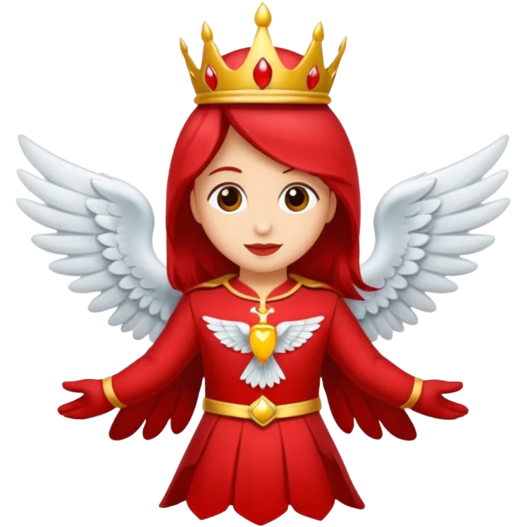 Hasta, roja, con alas y unas carita majica emoji