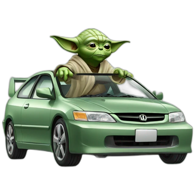 Yoda driving 2001 Honda civic emoji