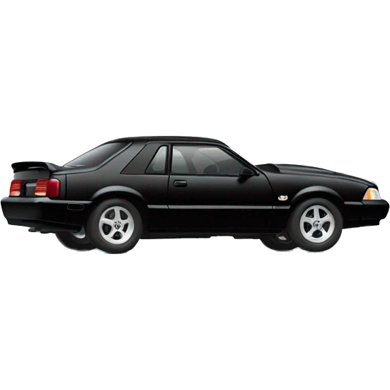 a black 1993 ford mustang sedan with a hood scoop emoji