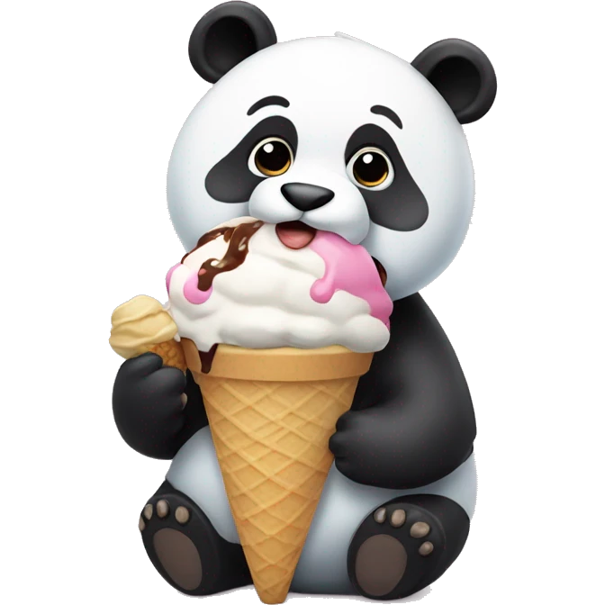 Panda eating ice cream emoji