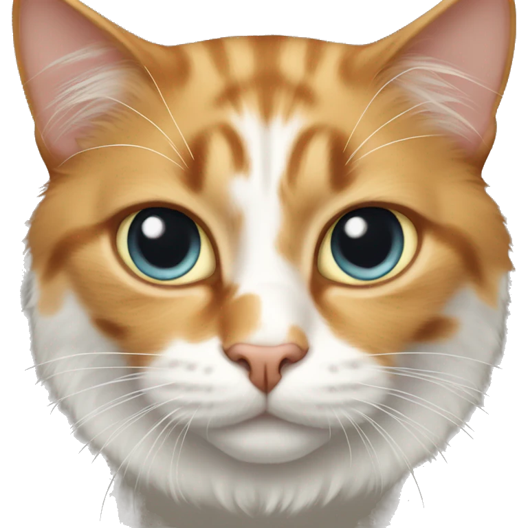 Cat,one eye, white and ginger, long hair  emoji