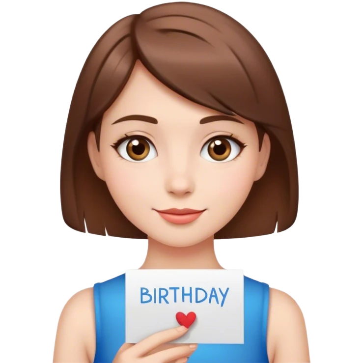 Birthday girl with short brown hair and birthday wishes  emoji