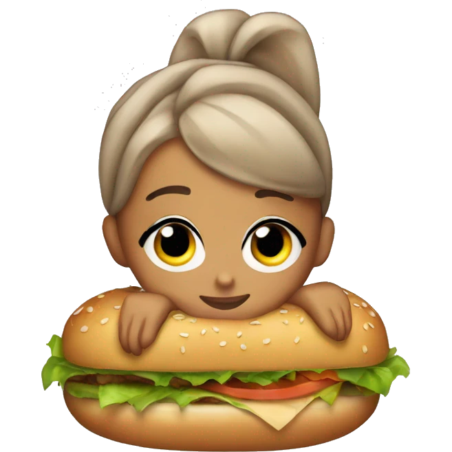Ariana grande sitting on a hamburger  emoji