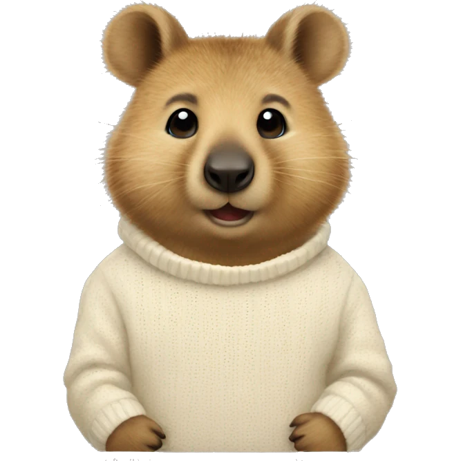 Quokka wearing an ivory sweater emoji