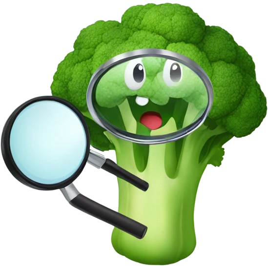 happy broccoli hold magnifying glass emoji