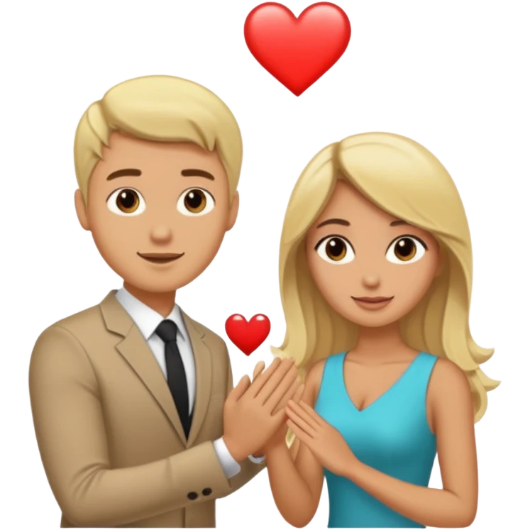 Blonde Man proposing to brunette woman emoji