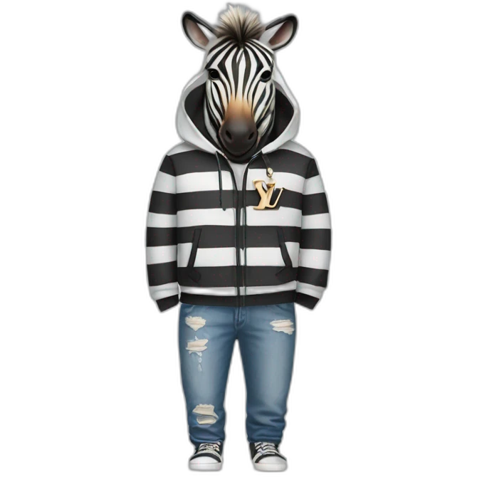 zebra wearing Louis Vuitton hoodie emoji