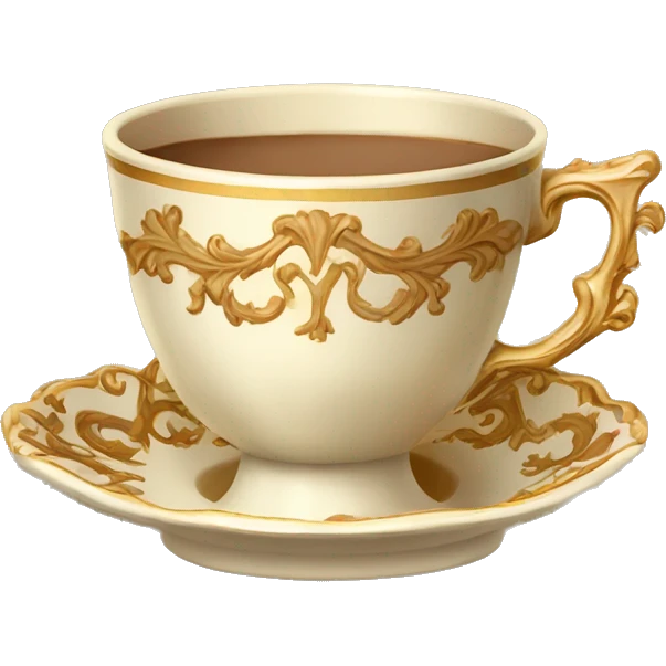 Light brown and gold vintage rococo coffee cup  emoji