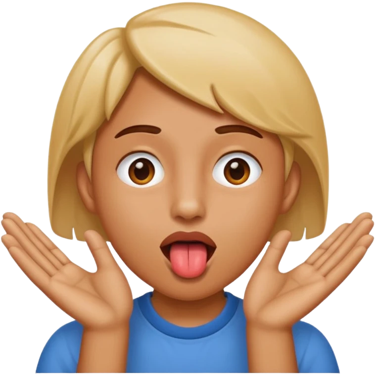 Tongue out with hands on the side of face emoji