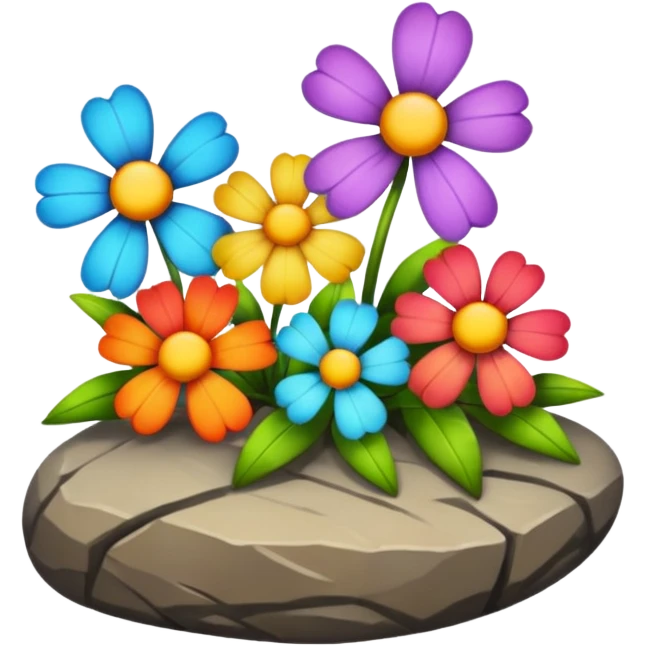  rock flowers emoji