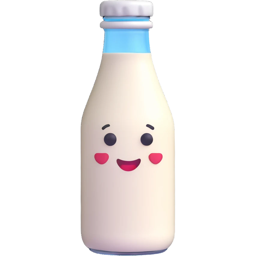 a milk bottle, 3D emoji style emoji