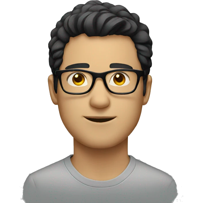 white man wearing glasses, black hair emoji