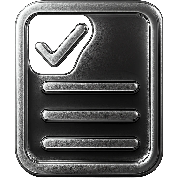 checklist with automatic checkmark, colors #3B2C85, #83fff8, #2C2828 emoji